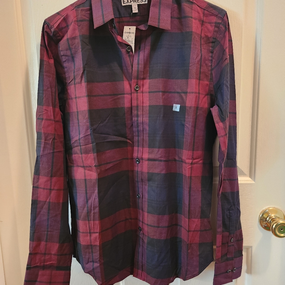 Express Mens Button Down Long Sleeve Dress Shirt Size Small